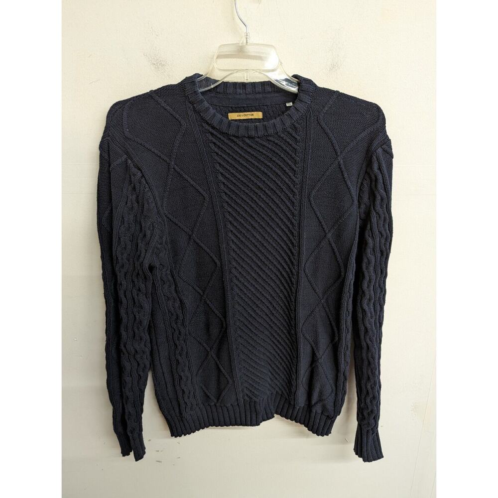 Gilded Age Mens Sweater Shenandoah Sail Crew Aran Fisherman Knit Blue Size M